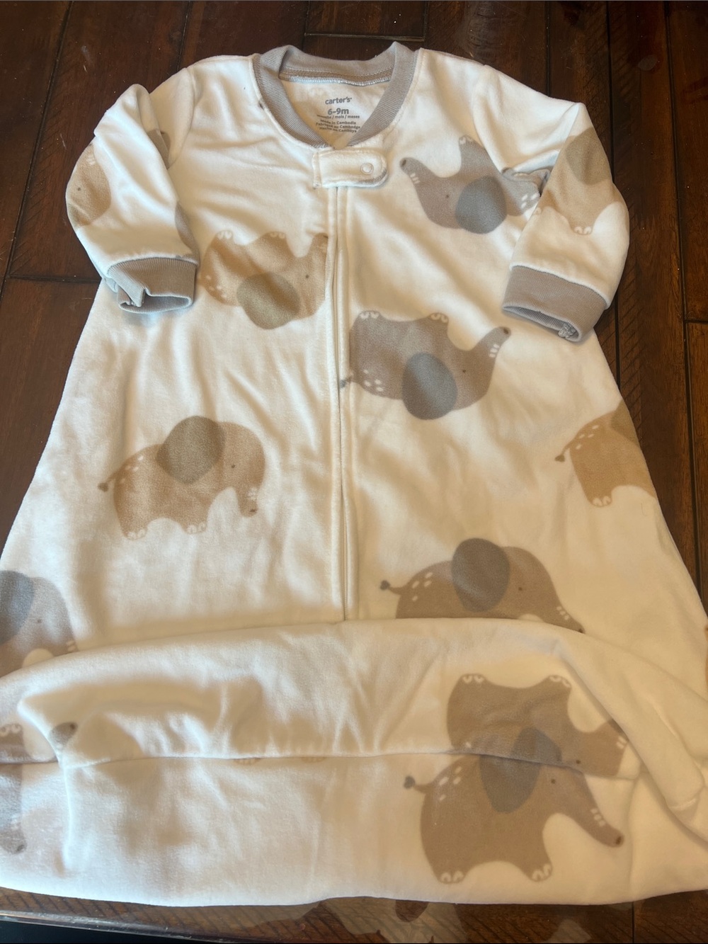 Carter's Cream and Gray Elephant Sleep Sack